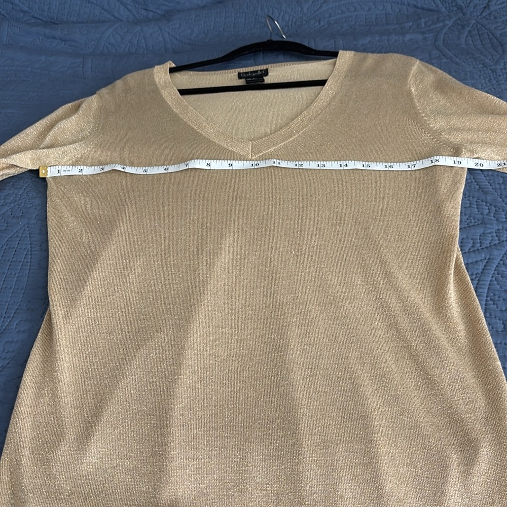 NWT Rafaella Women’s Gold Metallic V-Neck Sweater – Size Large - Picture 8 of 12